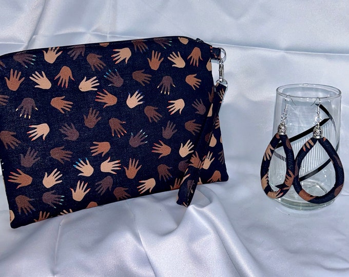Ankara/African Print/Black History/African American/Ethnic Wristlet With Matching Earrings