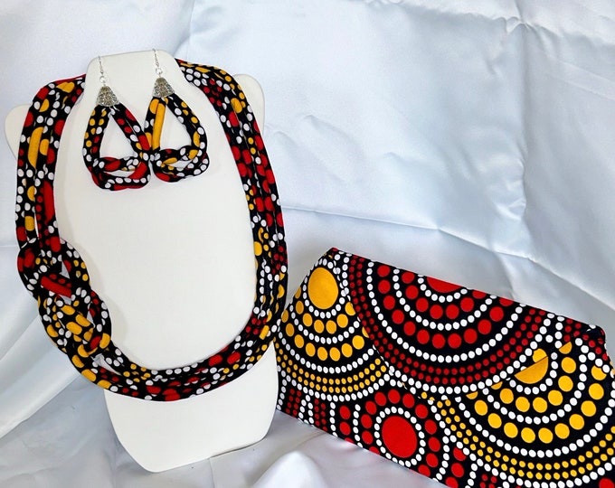 African Print /Ankara/Statement Ethnic Necklace With Matching Clutch Bag