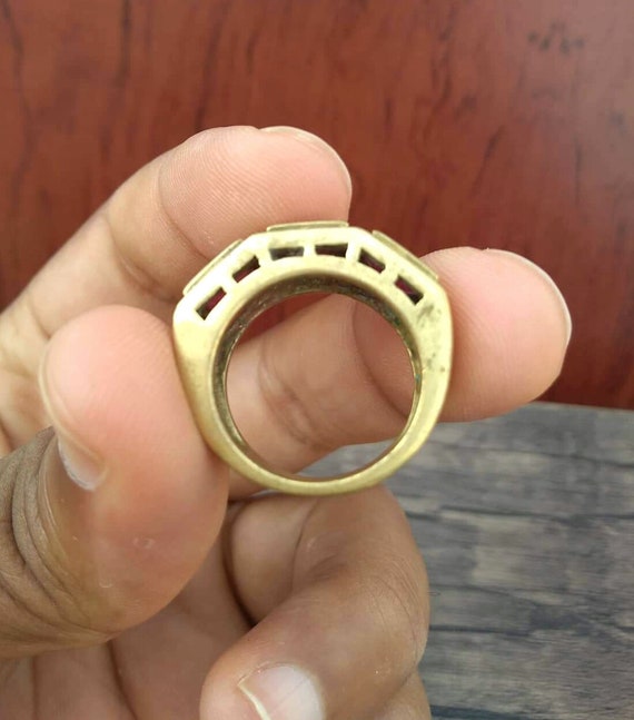 Unique Vintage red ruby and brass handmade ring .… - image 4