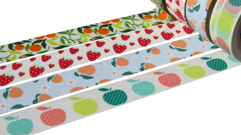 Bold Colourful Floral Washi Masking Paper Tape 15mm x 10 Metre Roll