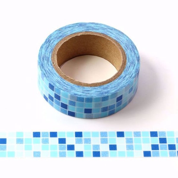 Blue Geometric Squares Washi Tape / Blue Tiles Tape