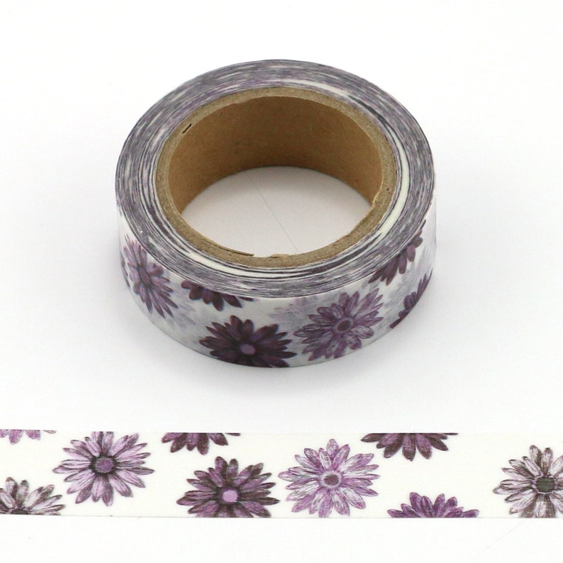 Bold Colourful Floral Washi Masking Paper Tape 15mm x 10 Metre Roll