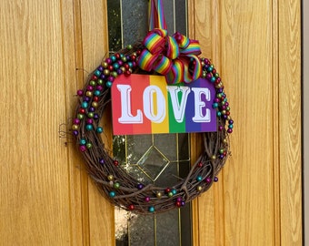 LGBTQ Pride Wreath, Pride Love Wreath, Pride Month Décor
