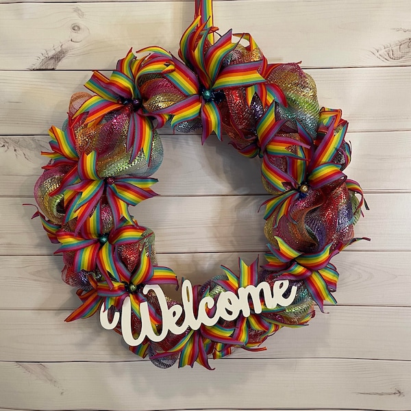 LGBTQ  Pride Welcome Wreath, Pride Month Décor, Rainbow Design