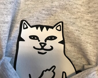 cat in pocket shirt flipping off