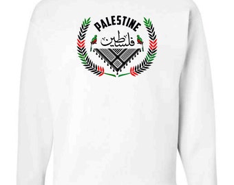 Palestinian Sweatshirt  , Colorful Arabic and English Calligraphy