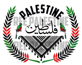 Palestine Logo bilingual  - Colorful with Palestine Bird Digital Files