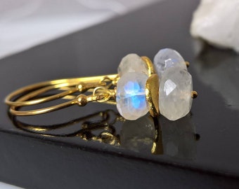 Moonstone earrings gold, rainbow moonstone drop earrings, moonstone dangle earrings, bridal earrings, September birthstone, June birthstone