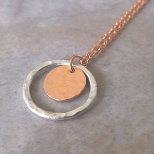 Rose gold necklace, circle necklace dainty, silver circle necklace, rose gold necklace gift for her, girlfriend gift ideas, for women