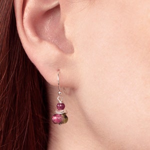 Ruby Zoisite Sterling Silver Drop Earrings: July Birthstone