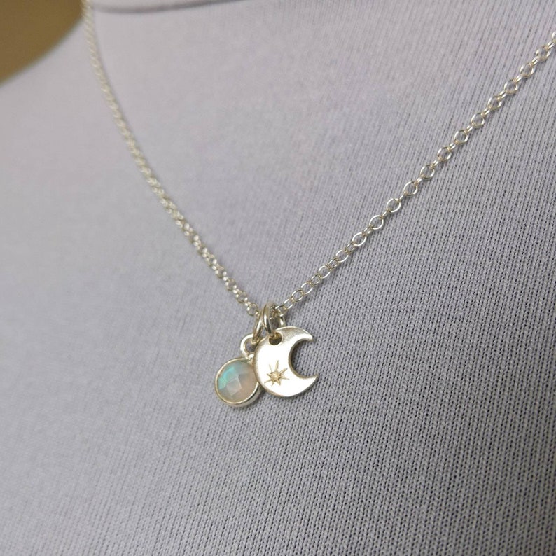 Silver moon necklace silver moonstone necklace moonstone | Etsy