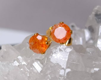 Clous d&#39;oreilles en pierre de soleil, bijoux en pierre de soleil, boucles d&#39;oreilles en argent sterling ou en pierres précieuses remplies d&#39;or, idée cadeau de Noël, boucles d&#39;oreilles orange