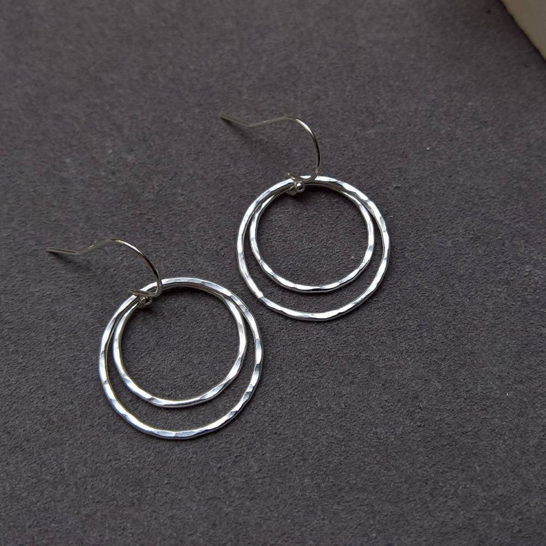Double Hoop Earrings Fine Silver Hoop Earrings Silver Hoops Etsy UK