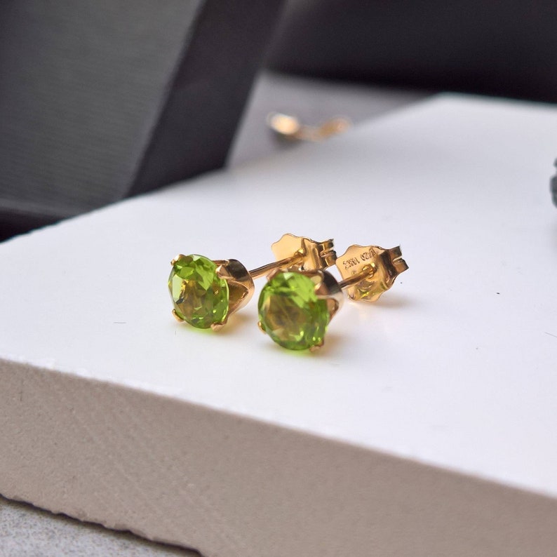 Peridot Stud Earrings Gold Filled Peridot Earrings Gold Etsy