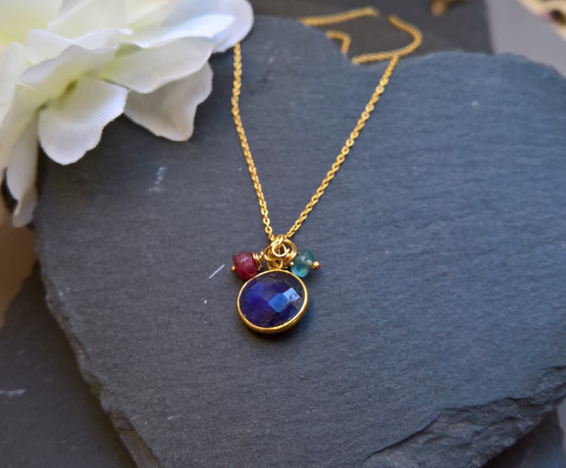 saphire necklace gold sapphire necklace gift for her delicate gold necklace gold delicate necklace Blue sapphire necklace