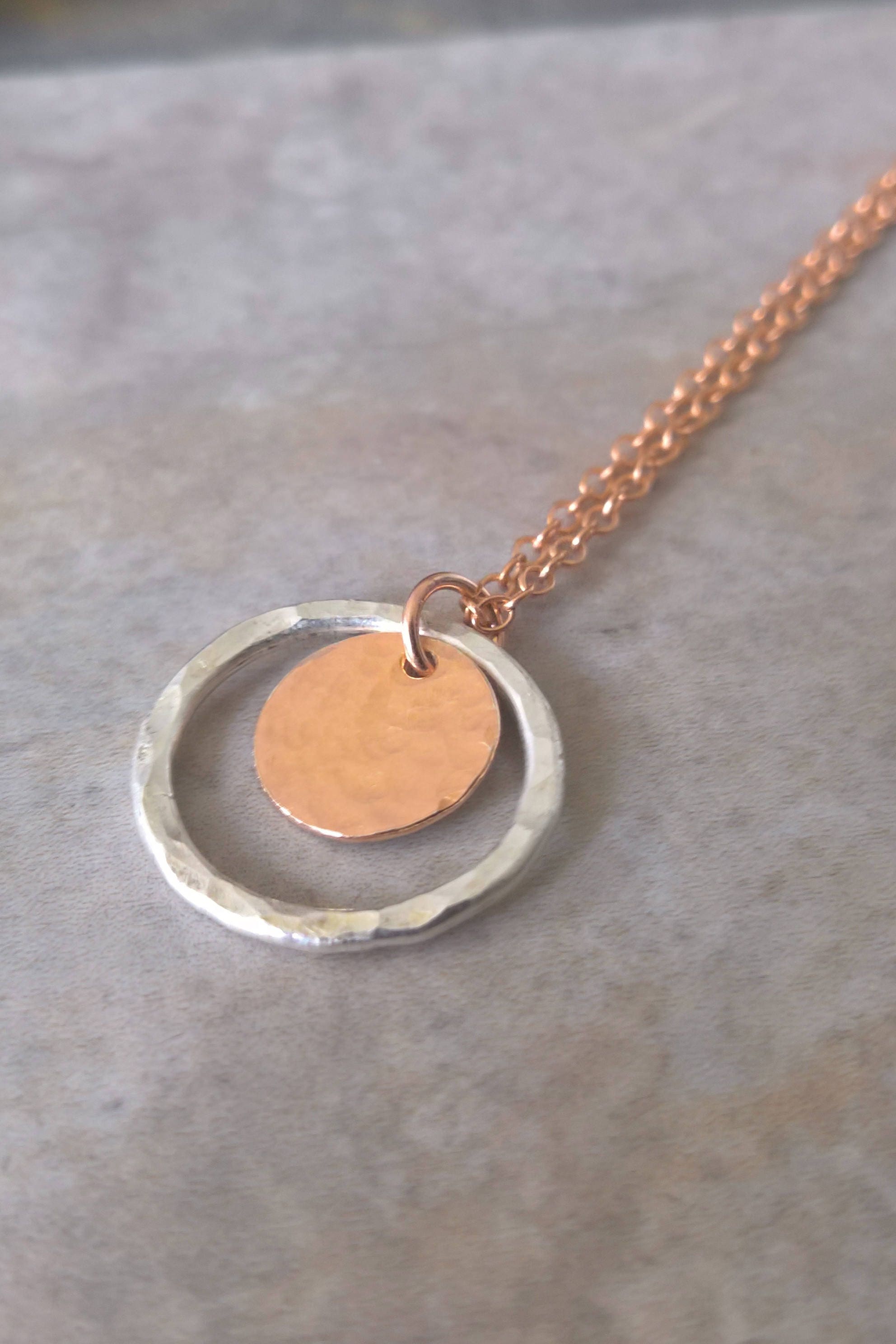Rose gold necklace, circle necklace dainty, silver circle necklace, rose gold necklace gift for her, girlfriend gift ideas, for women