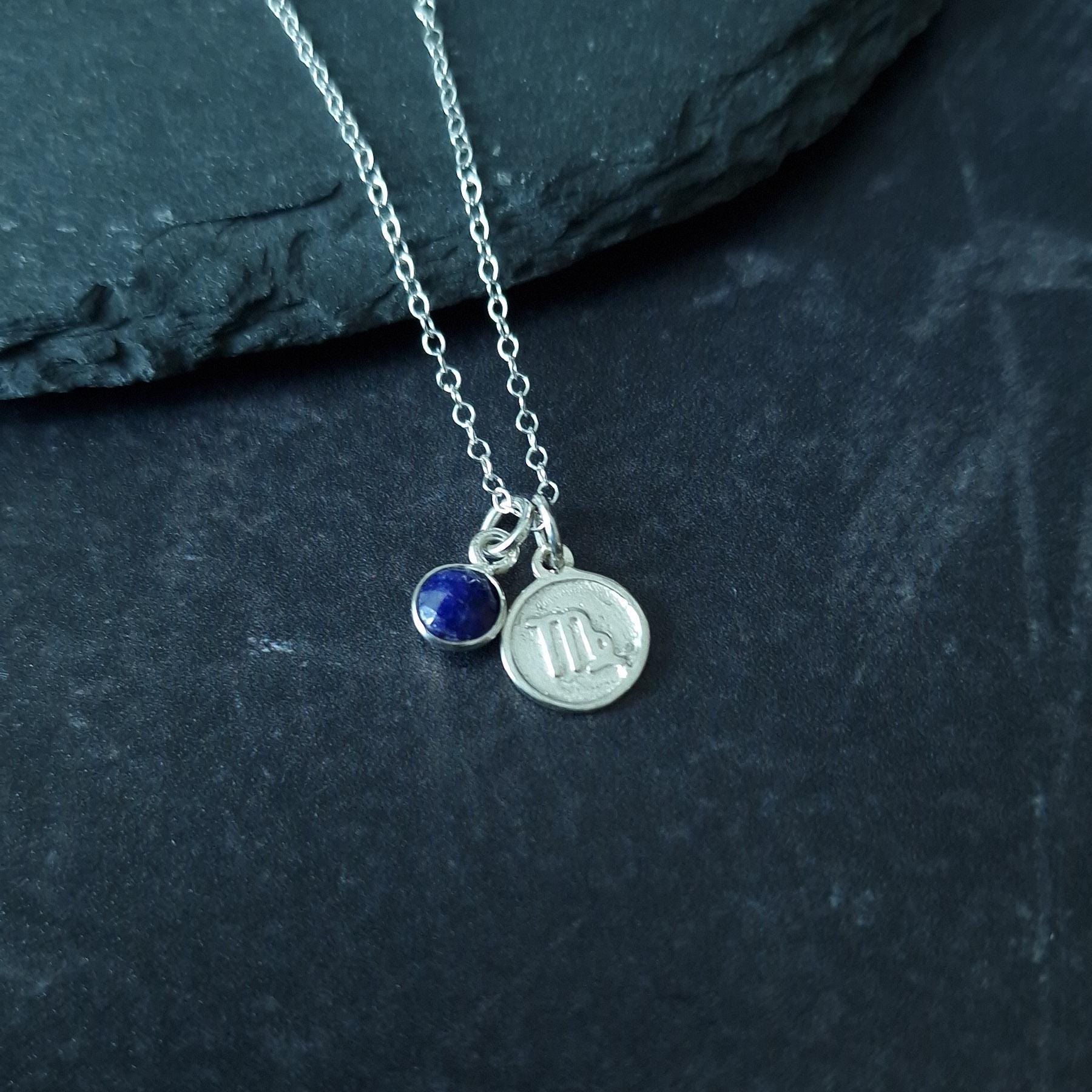 Pendentif Argent 925 Vierge Avec Saphir Synthétique - Chaîne Incluse, Neuf Avec Étiquettes, Thaïlande