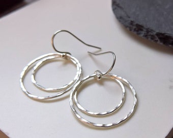 Double hoop earrings, fine silver hoop earrings, silver hoops, dainty hoop earrings, everyday earrings for women, silver hoop earings