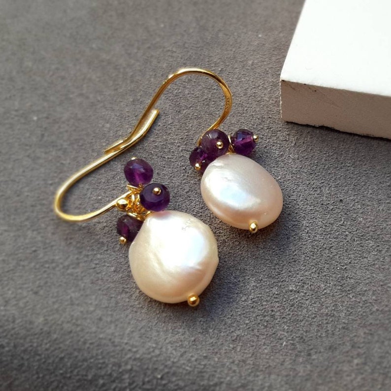 Amethyst pearl earrings Clearance