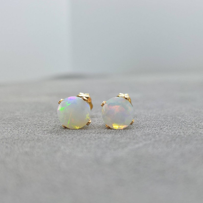 Opal Stud Earrings Gold Filled or Sterling Silver Opal Etsy UK