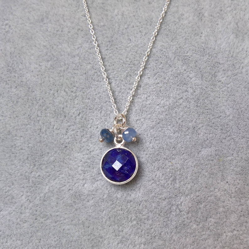 Blue sapphire necklace silver sapphire pendant necklace Etsy