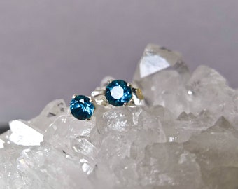 London blue topaz stud earrings sterling silver, November birthstone earrings, gifts for her, gold filled tiny stud earrings, topaz earrings