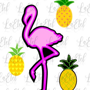 Flamingo Pineapple SVG, Tropical Beach Vibes Clipart (Digital Download)