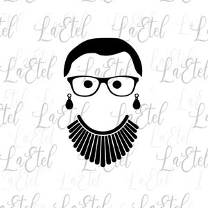 May include: Black and white silhouette of a person wearing glasses and a  collar. The person is facing forward and has a neutral expression.