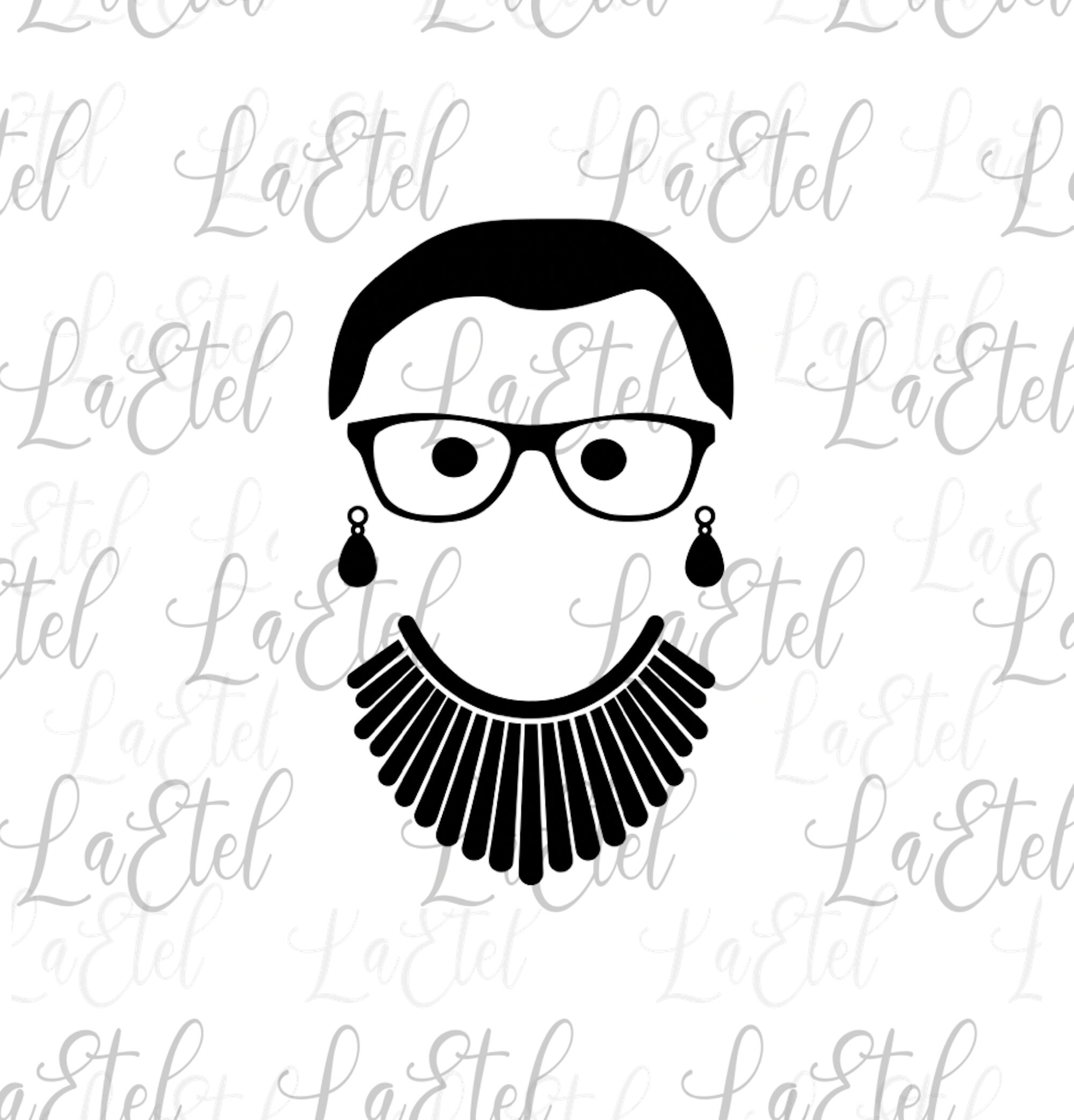 Ruth Bader Ginsburg SVG, RBG, Notorious, Glasses, Jabot, Cricut