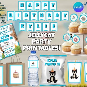 Jellycat Party Favors Bundle digitaler Download | Wimpelkette | Kuchendeckel | Einladung Vorlage