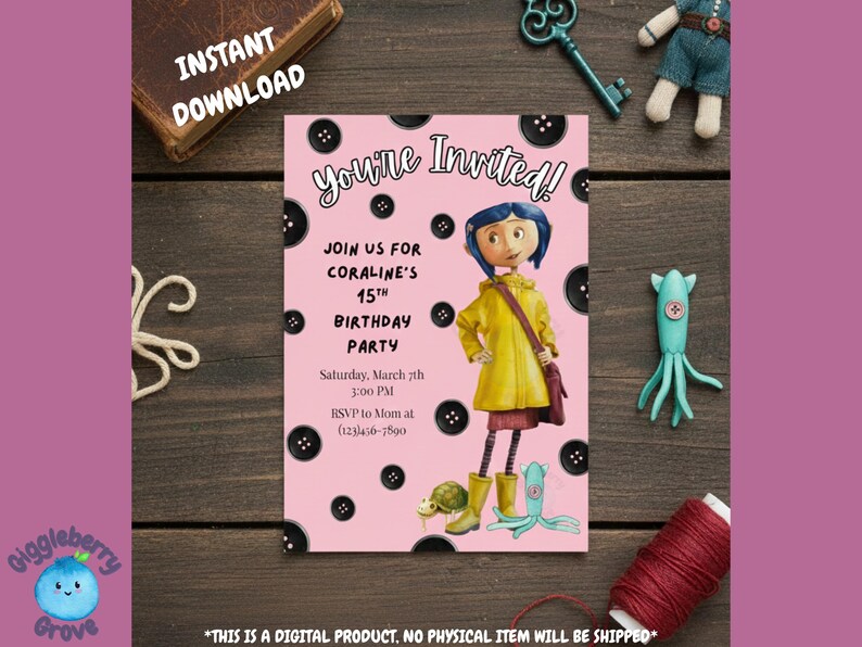 Coraline Birthday Invitation - Etsy