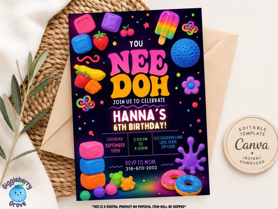 Squishy Editable Birthday Invitation