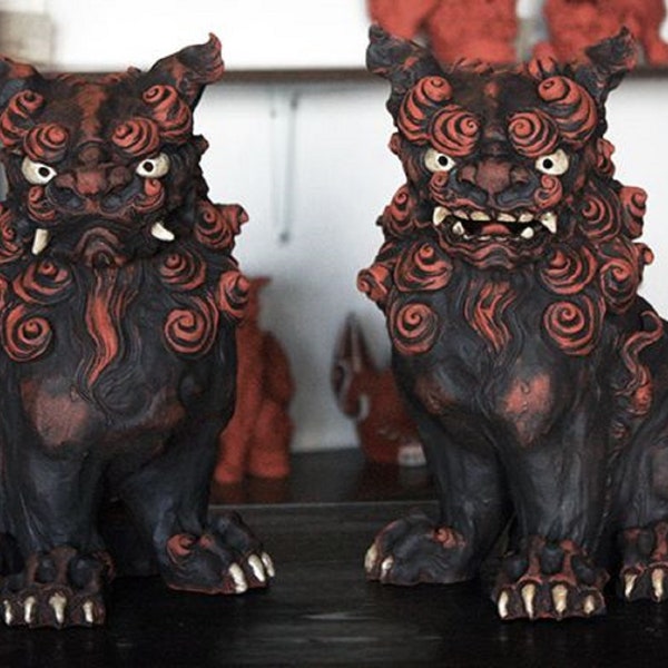 Japanese Shisa Dog Gift Celebration Present Japanese Ceramics Ryuku Island Beautiful Black Okinawa Limited