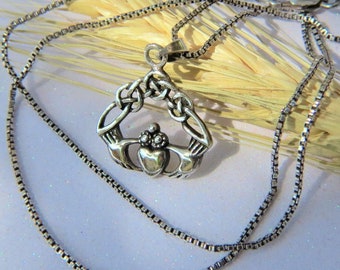 Celtic Sterling Silver Heart Knot Pendant Necklace