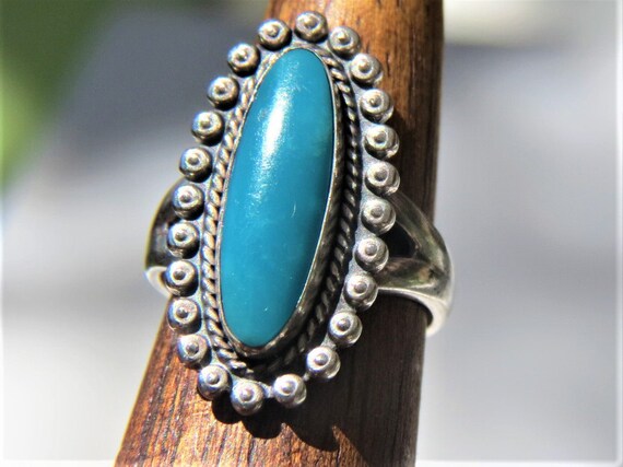 STERLING TURQUOISE RING Navajo Native American Be… - image 7