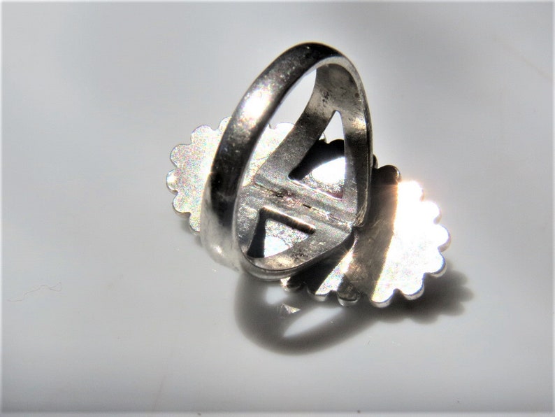 No Stamp Curved Sterling and Turquoise Ring main image 1