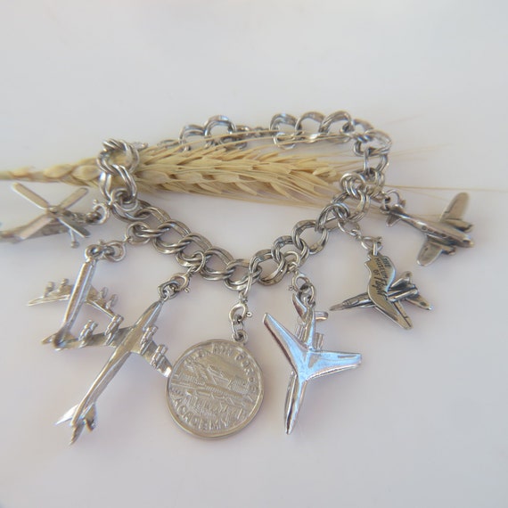 Sterling Moveable WWII US Airforce Charm Bracelet