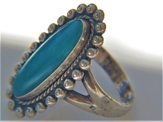 STERLING TURQUOISE RING Navajo Native American Be… - image 6