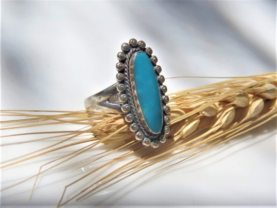 STERLING TURQUOISE RING Navajo Native American Be… - image 4