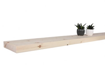 Stone pine wall shelf, stone pine 30-190 cm, finely sanded, natural, floating design