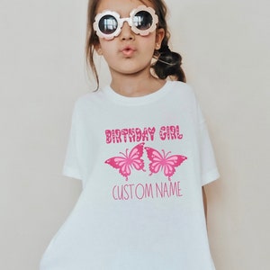 Custom Girl&#39;s Birthday Shirt, Family matching butterfly birthday shirts, birthday girl shirt, butterfly theme party, personalized shirts