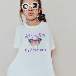 Custom Girl&#39;s Birthday Shirt, Family matching butterfly birthday shirts, birthday girl shirt, butterfly theme party, personalized shirts