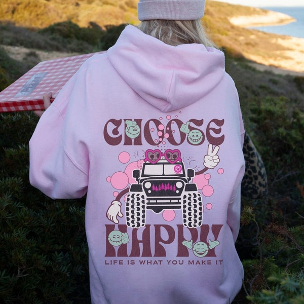 Offroad Hoodie Duck Duck Crewneck Choose Happy 4WD off-road for Women Girl Power Adventure 4x4 Off road Sweatshirt lover gift Retro Vintage