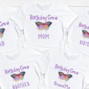 Custom Girl&#39;s Birthday Shirt, Family matching butterfly birthday shirts, birthday girl shirt, butterfly theme party, personalized shirts