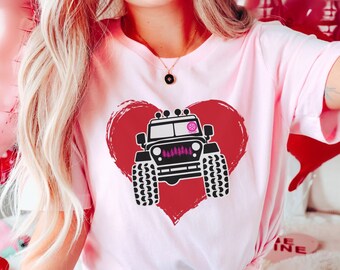 Off-Road Shirt Women Valentine Day Tee Funny Heart Tshirt Wife Gift T-Shirt Women Off road Shirt team shirt feminist Pink Tire Offroad Lover