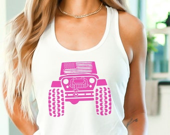 Pink Tire Offroad Tanktop, Girl Power, US Offroad, 4WD Tank, Feminist Tank Top, 4wd Flag Usa, Offroad for Women, Offroad lover, 4x4 women