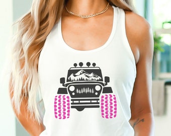 Pink Tire Offroad Tanktop Girl Power US Offroad 4WD Tank Feminist Tank Top 4wd Flag Usa Offroad for Women,Offroad lover 4x4 Girl Tank