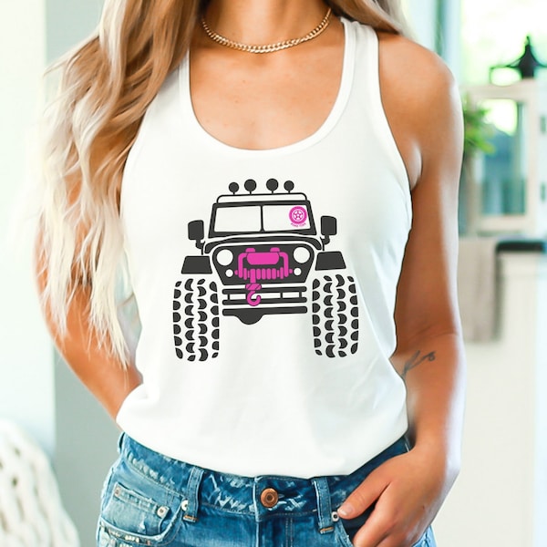 Pink Tire Offroad Tanktop, Girl Power, US Offroad, 4WD Tank, Feminist Tank Top, 4wd Flag Usa, Offroad for Women,Offroad lover,4x4 women Tank