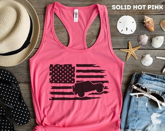 Offroad Tanktop USA Flag Mom Trendy Gift for Wife 4WD Tank Feminist Veteran Tank Top USA Off-road Patriot Women Off Road Lover 4x4 Girl Tank