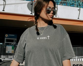 Minimalist Christian Shirt Unisex Gift for Faith Lord Church Jesus Group Trendy Subtle Oversized Tee Soft Comfy Comfort Colors God is Good